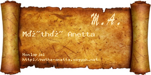 Máthé Anetta névjegykártya